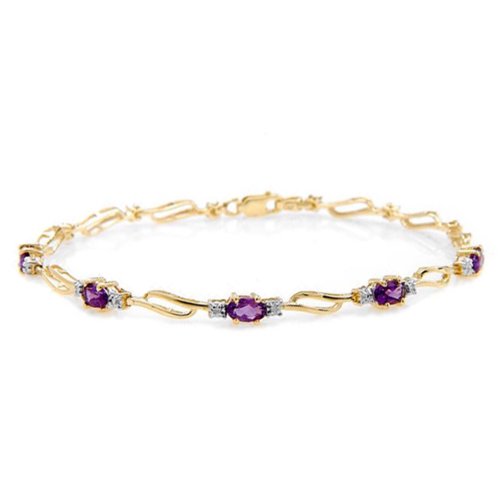 Gold Tennis Bracelet With Amethysts Diamonds 2400$